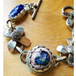 Temi Kucinski Sterling Silver Daisy Chain Blue Jelly Opal Lapis Lazuli Bracelet